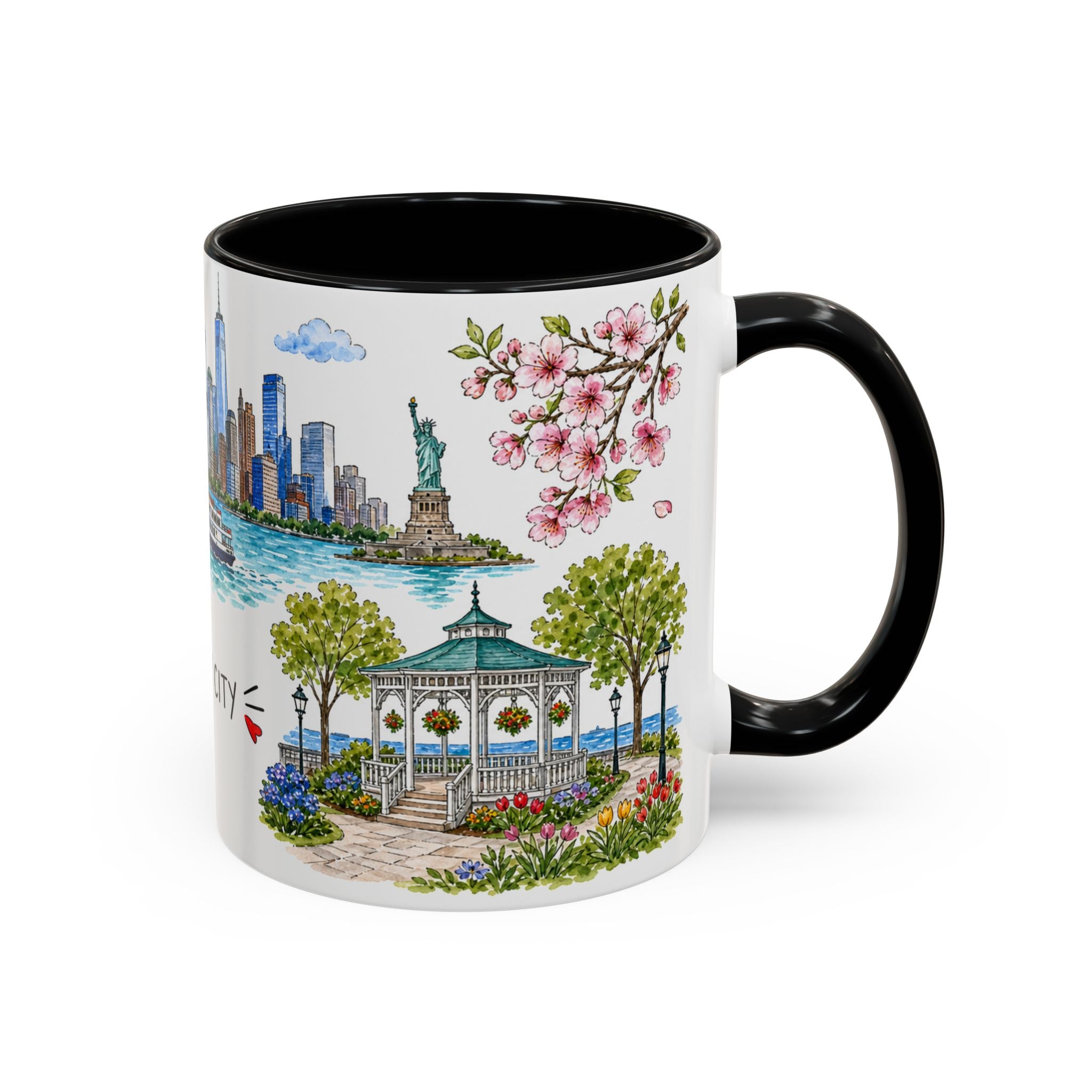 Jersey City Illustrated Travel Mug | City Souvenir Accent Coffee Mug | 11oz 15oz Ceramic Cup