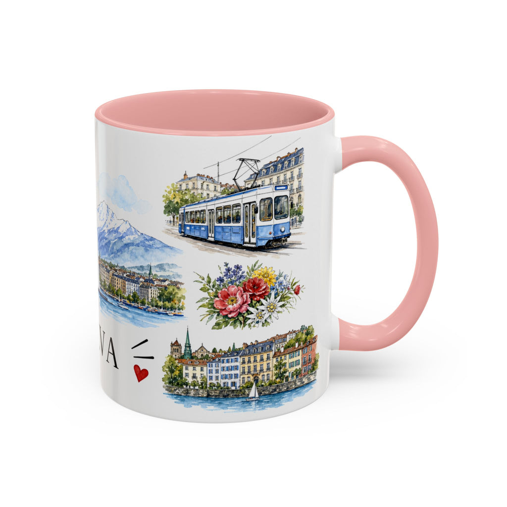 Geneva Illustrated Travel Mug | City Souvenir Accent Coffee Mug | 11oz 15oz Ceramic Cup