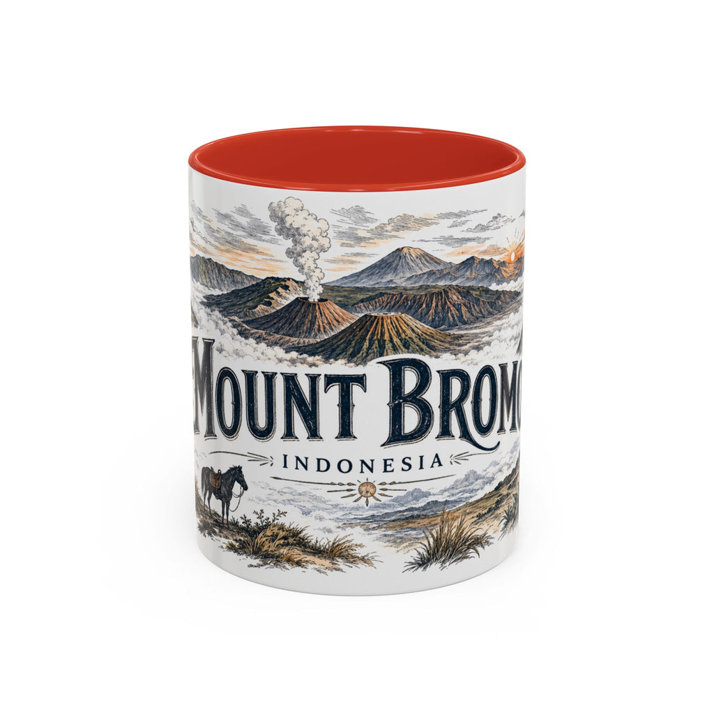 Mount Bromo Mug, Indonesia Travel Souvenir, Bucket List Gift, Accent Ceramic Coffee Mug 11oz 15oz