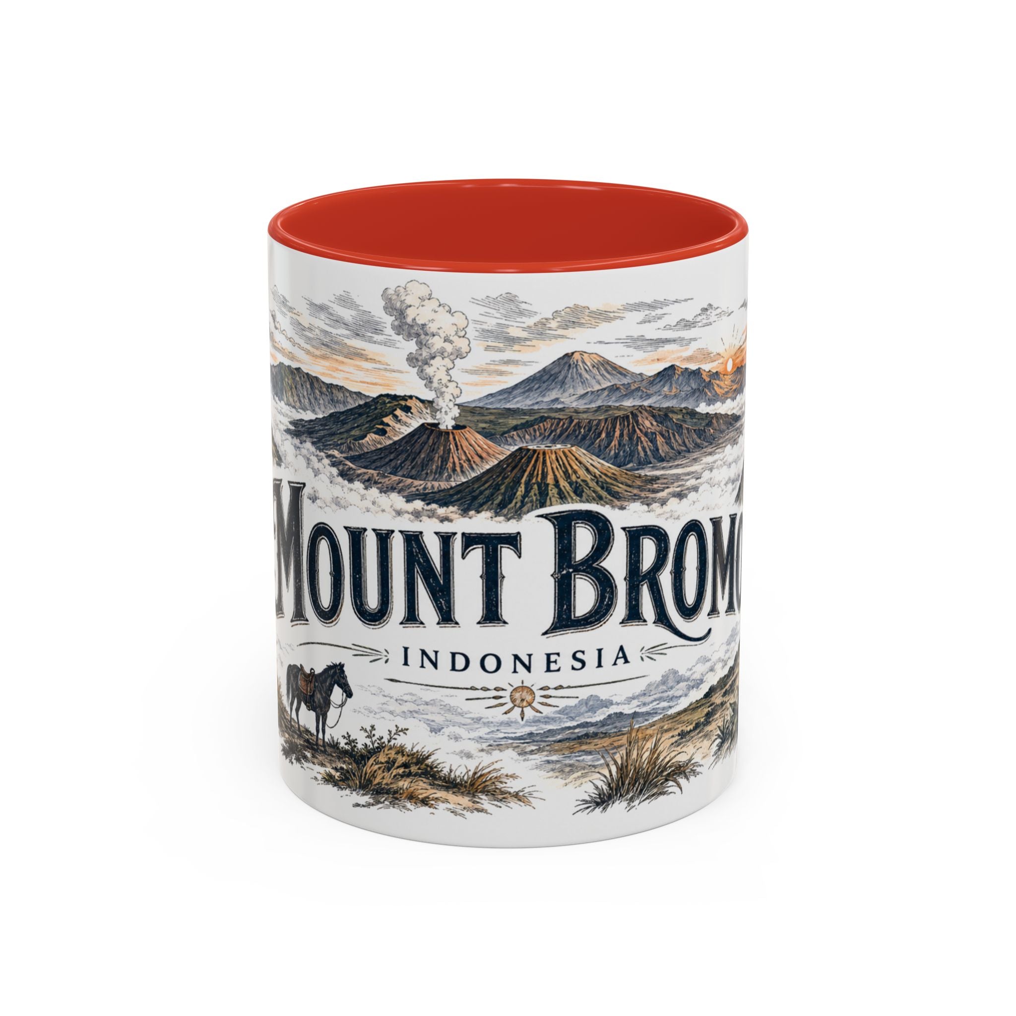 Mount Bromo Mug, Indonesia Travel Souvenir, Bucket List Gift, Accent Ceramic Coffee Mug 11oz 15oz