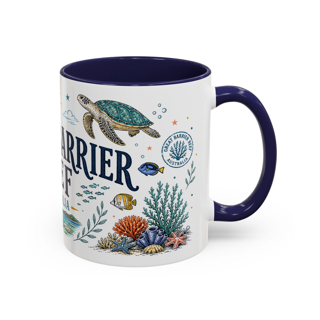 Great Barrier Reef Coffee Mug | Travel Destination Souvenir Gift | Accent Color Ceramic 11oz 15oz