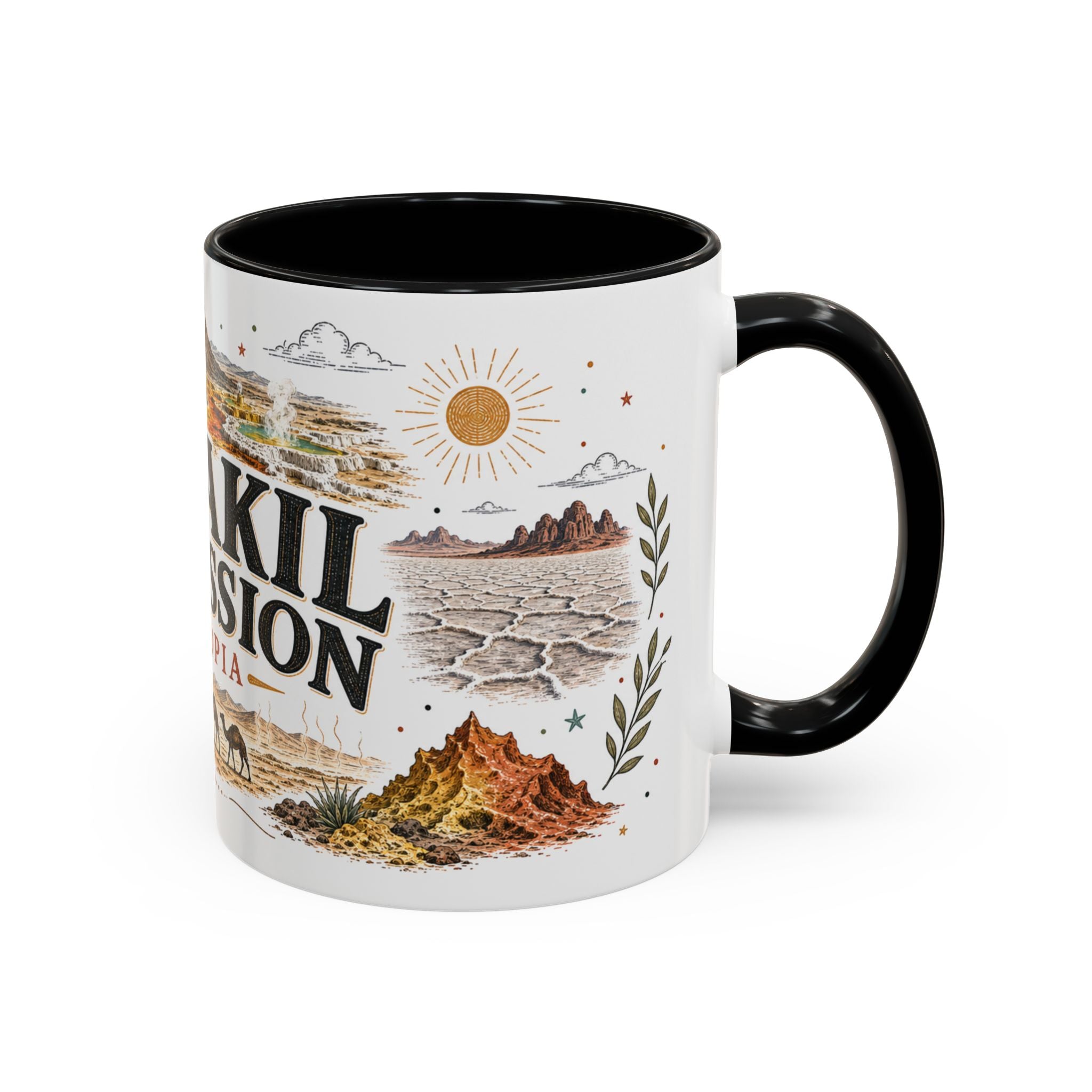 Danakil Depression Mug, Ethiopia Travel Souvenir, Bucket List Gift, Accent Ceramic Coffee Mug 11oz 15oz