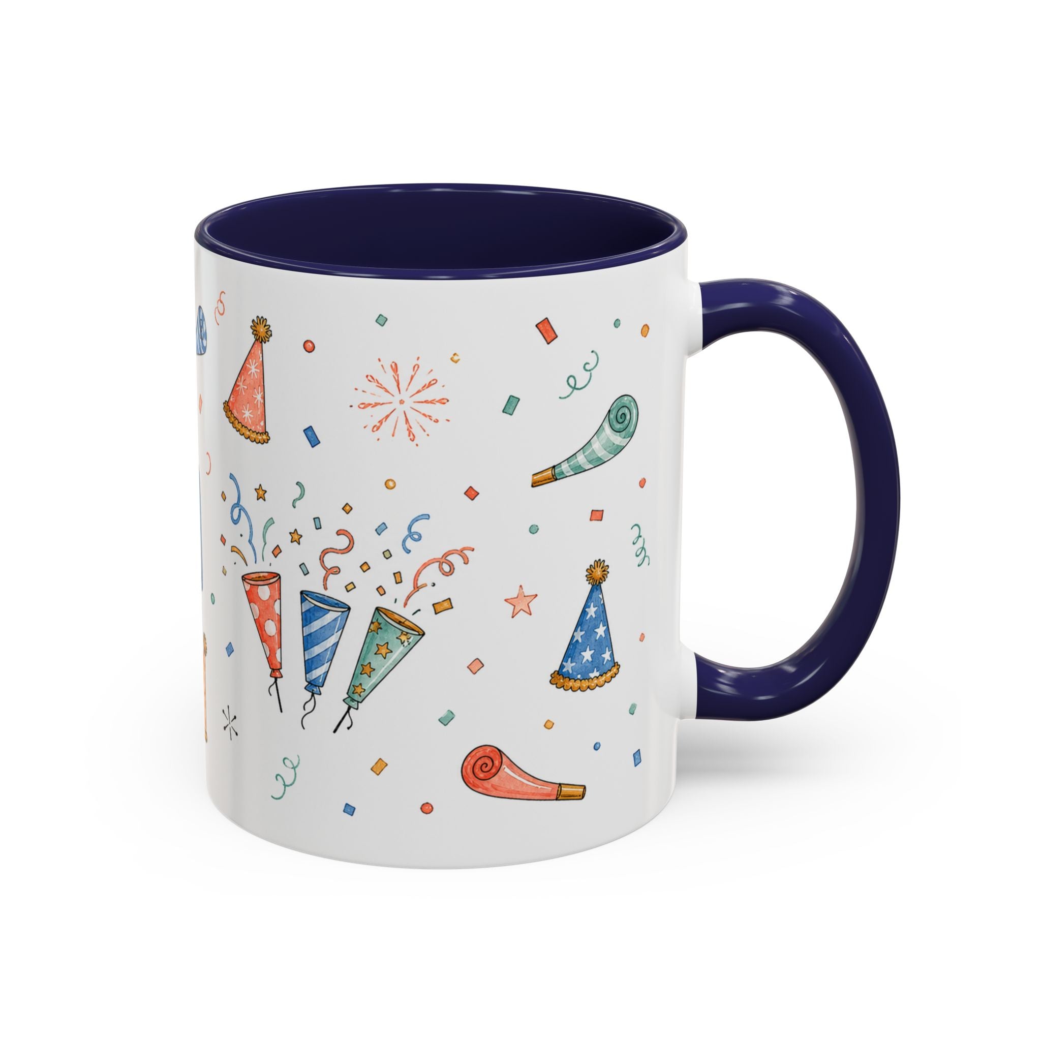 New Year Party Mug | Balloon Popper Watercolor Celebration Gift | Accent Cup 11oz 15oz