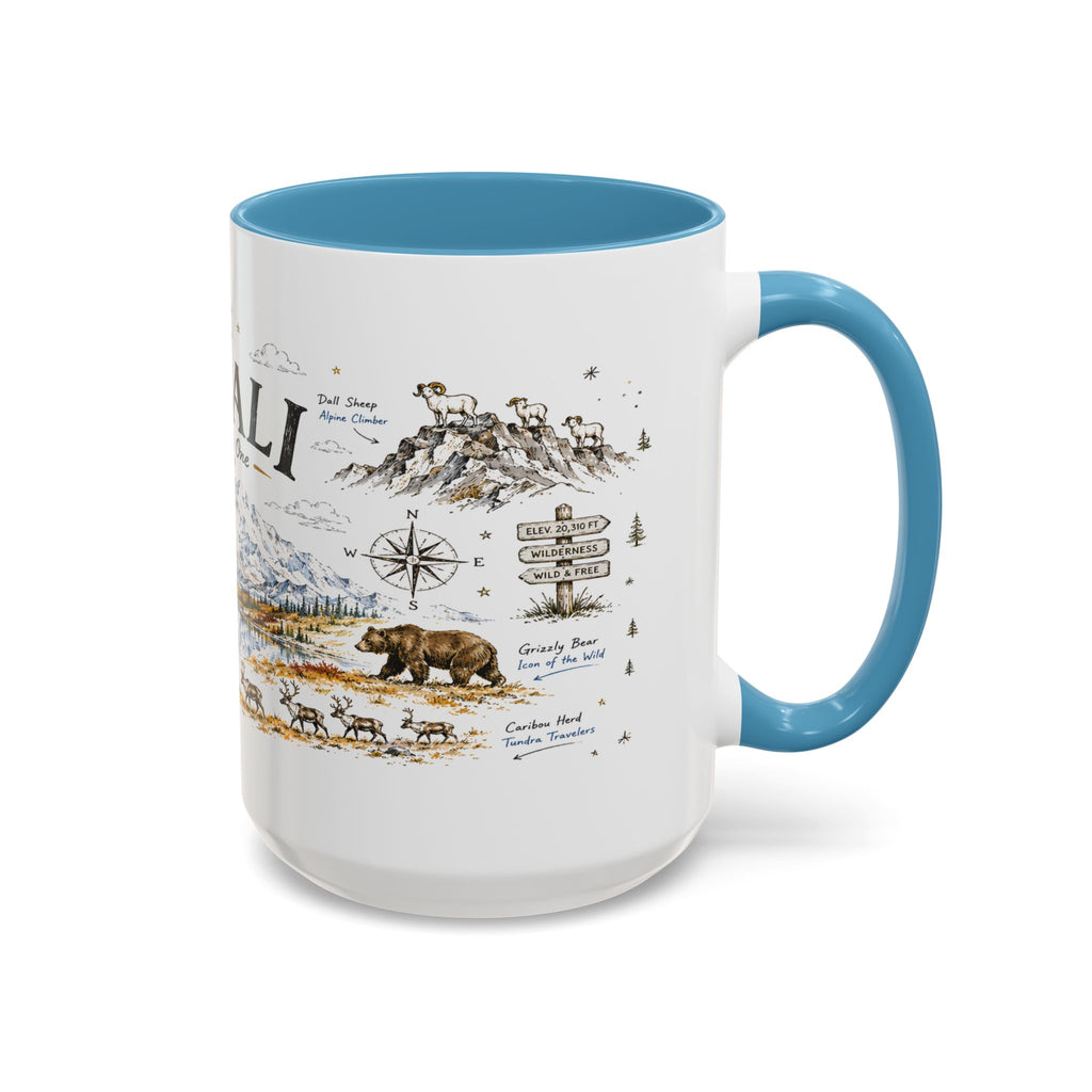 Denali National Park Coffee Mug | Alaska National Park Hiking Gift | Accent Color Ceramic 11oz 15oz
