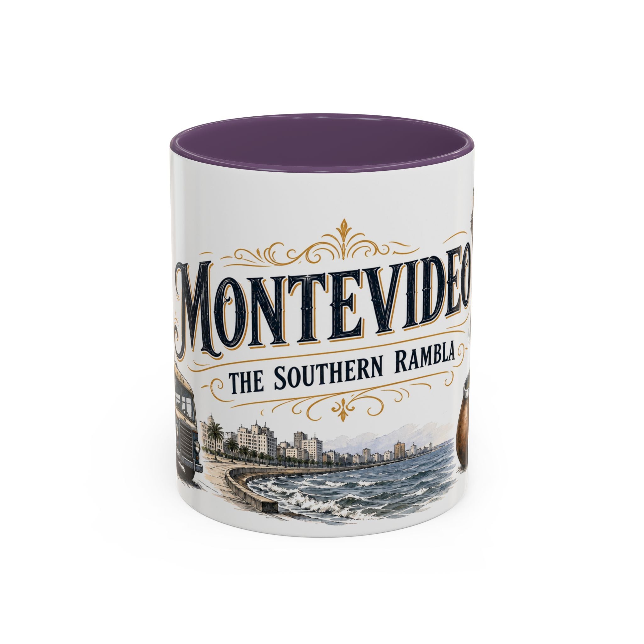 Montevideo Coffee Mug | Uruguay Travel Souvenir | Vintage Illustrated City Gift | 11 oz 15 oz Accent Mug