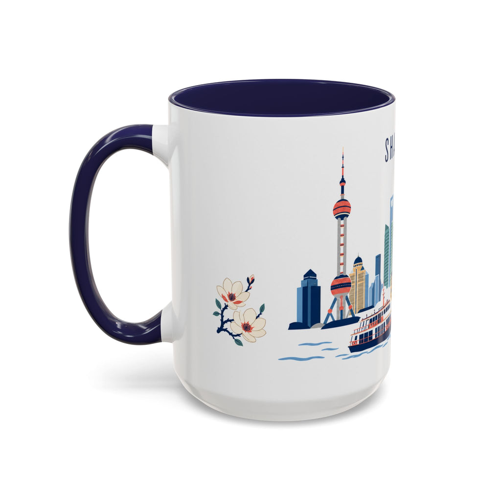 Shanghai Coffee Mug | China Travel Souvenir | Porcelain Decal City Gift | 11oz 15oz Accent Mug