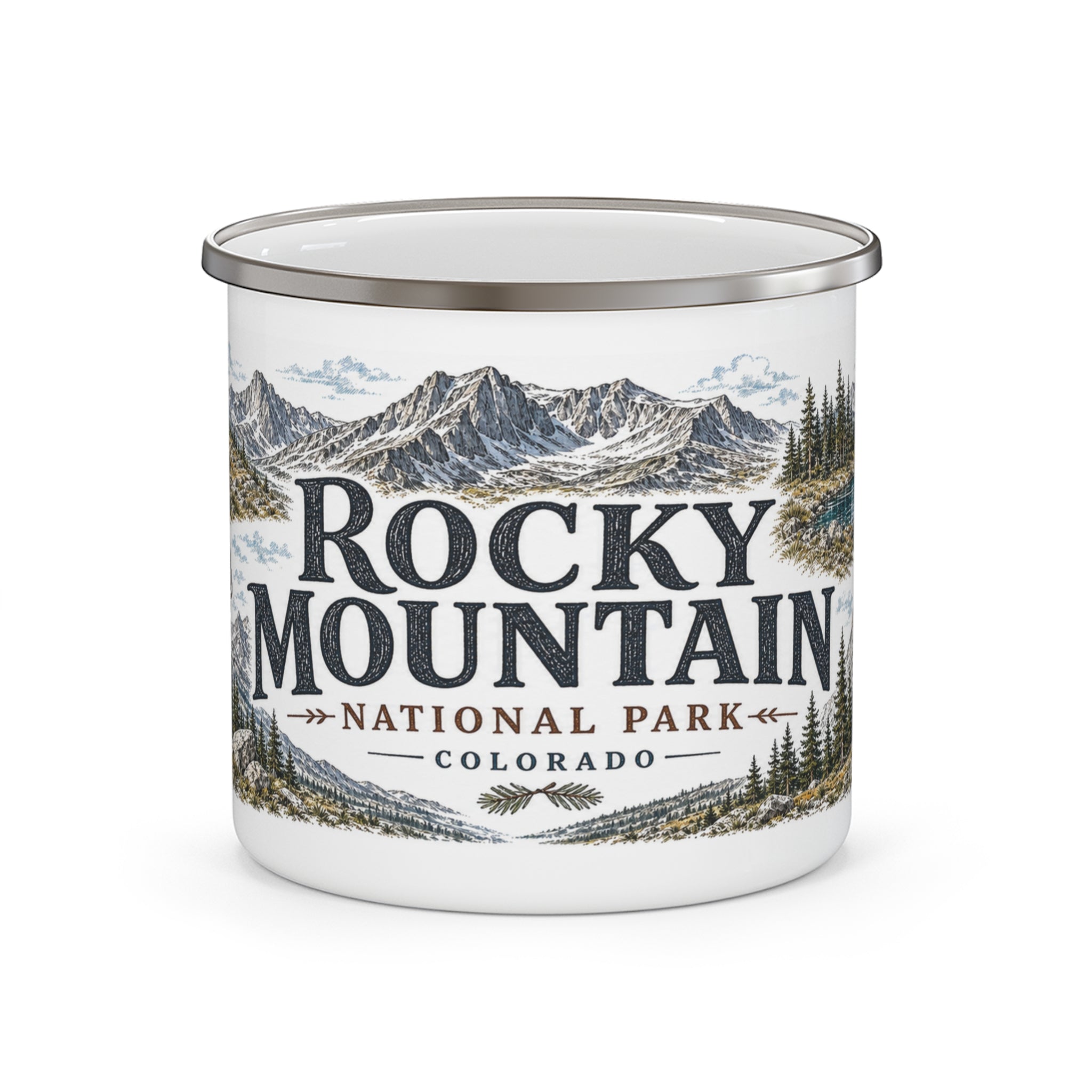 Rocky Mountain National Park Vintage Enamel Camping Mug | 12oz National Park Hiking Gift