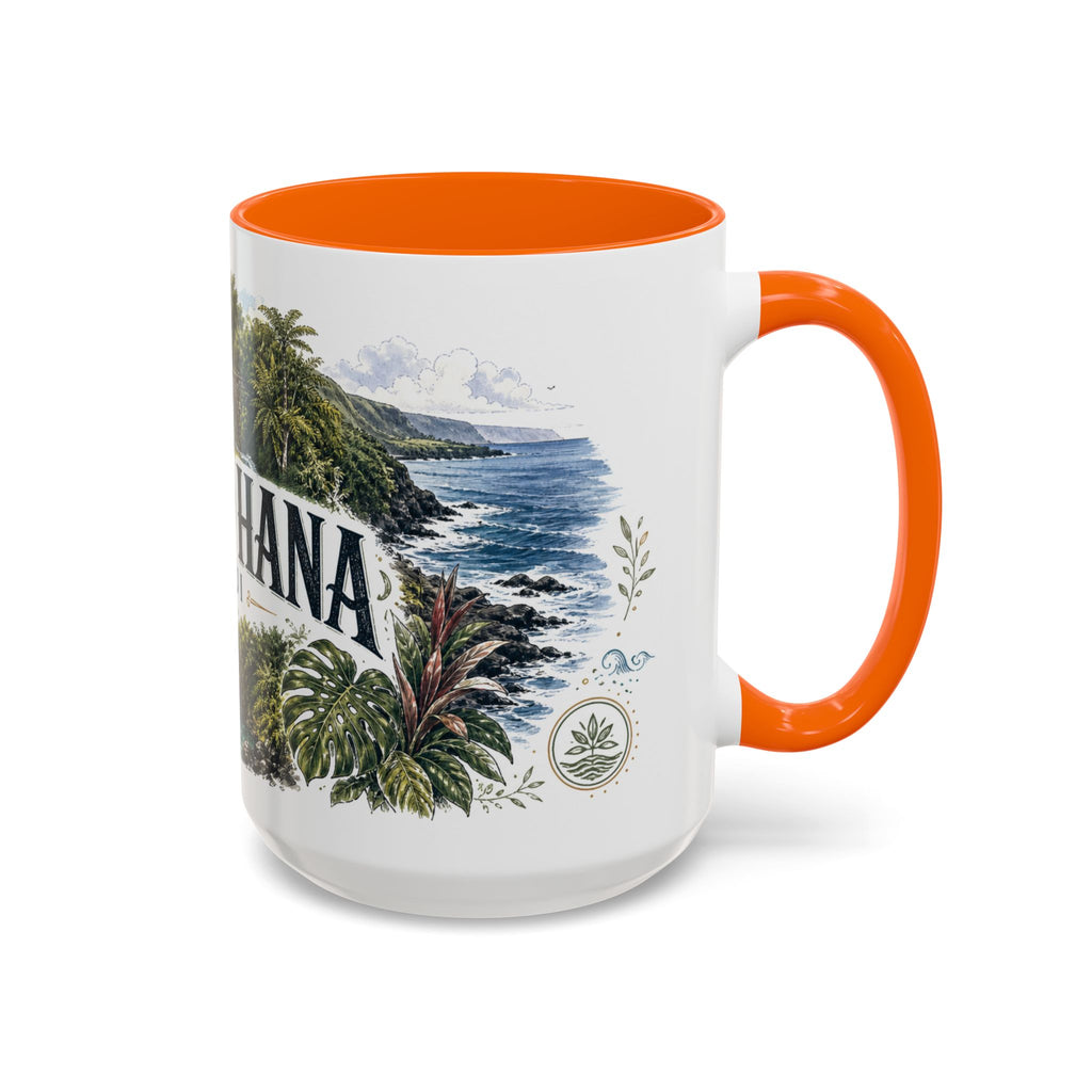 Road to Hana Mug, Maui Travel Souvenir, Bucket List Gift, Accent Ceramic Coffee Mug 11oz 15oz