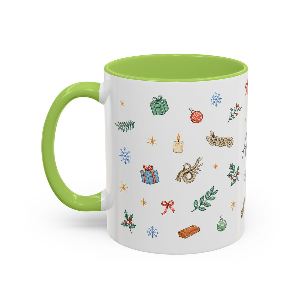 Angkor Christmas Mug | Watercolor Travel Souvenir | Holiday Gift | Accent Ceramic Coffee Cup 11oz 15oz