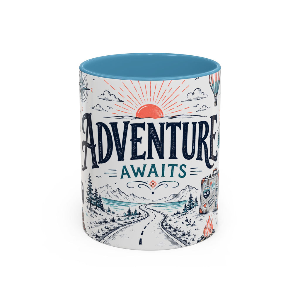 Adventure Awaits Coffee Mug | Class of 2026 Graduation Gift | Accent Color Ceramic 11oz 15oz