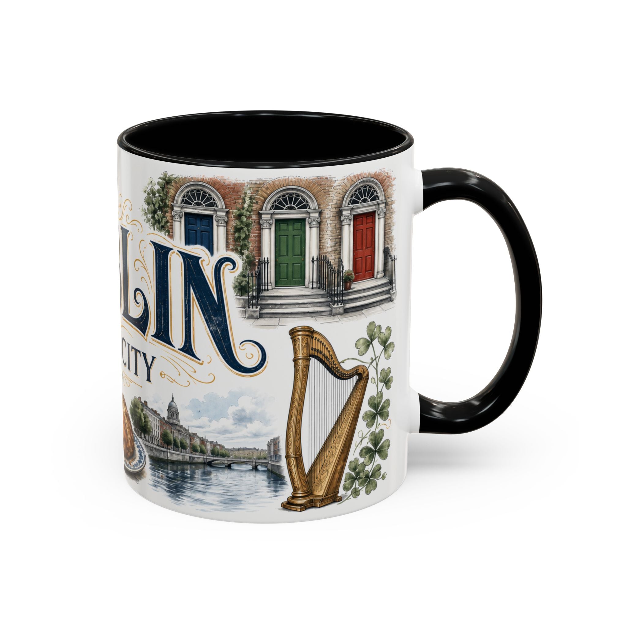 Dublin Coffee Mug | Ireland Travel Souvenir | Vintage Illustrated City Gift | 11 oz 15 oz Accent Mug