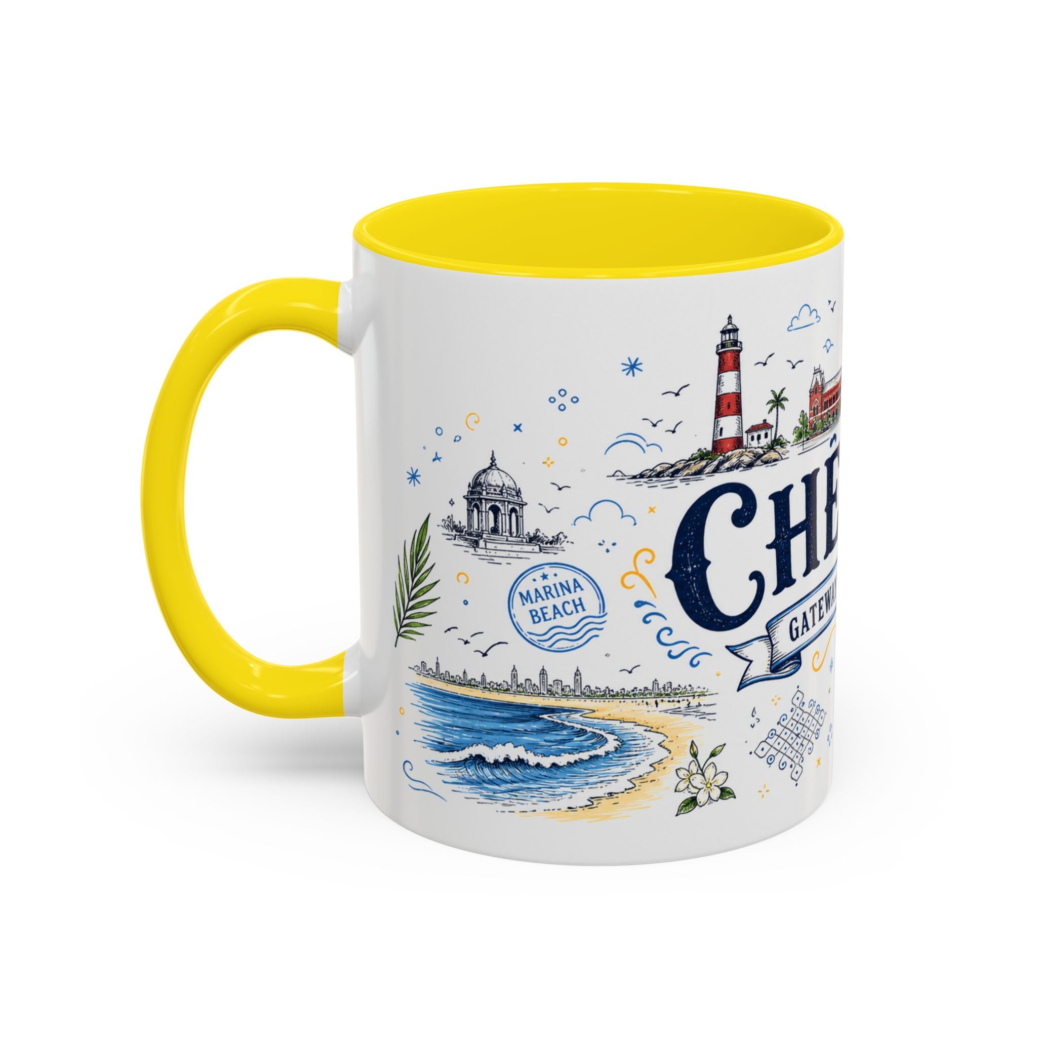 Chennai Coffee Mug | India Souvenir Travel Gift | Accent Color Ceramic 11oz 15oz