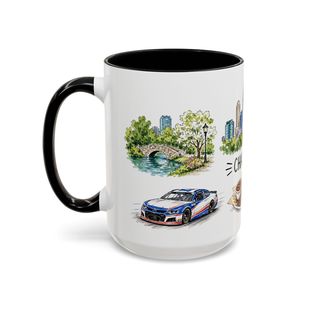 Charlotte Illustrated Travel Mug | City Souvenir Accent Coffee Mug | 11oz 15oz Ceramic Cup