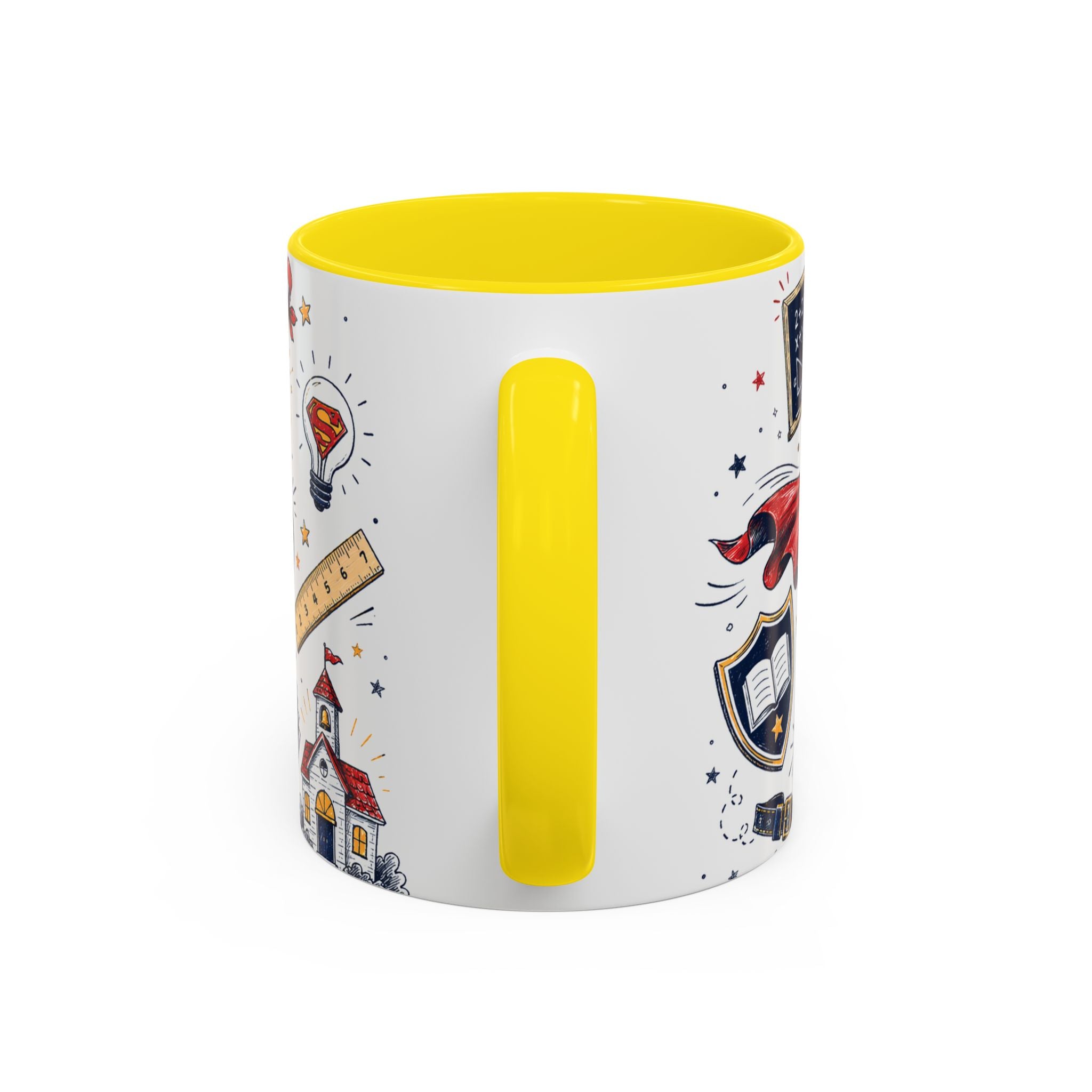 Super Teacher Coffee Mug | All Heroes Wear Capes Teacher Gift | Accent Color Ceramic 11oz 15oz