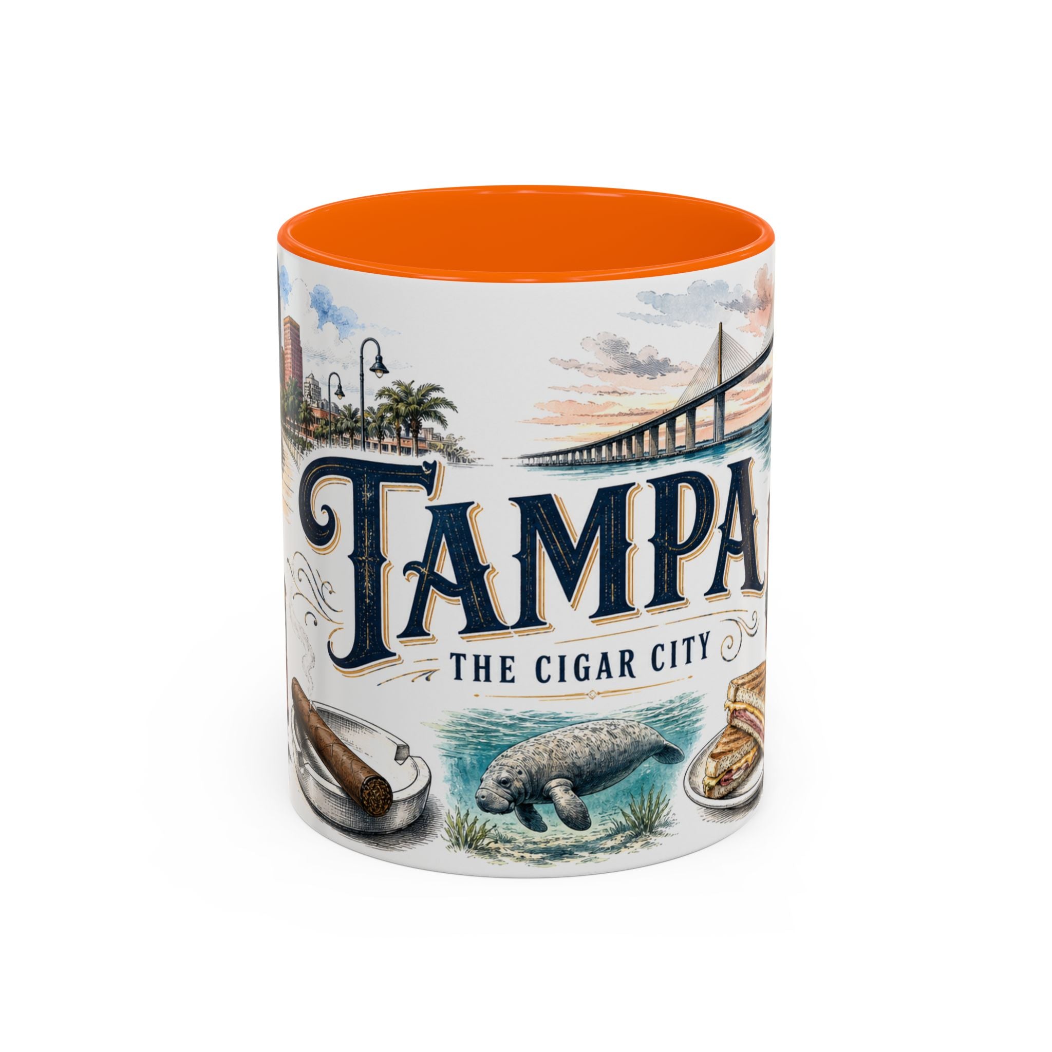 Tampa Coffee Mug | United States Travel Souvenir | Vintage Illustrated City Gift | 11 oz 15 oz Accent Mug