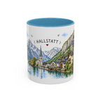Hallstatt Illustrated Travel Mug | Austria Souvenir Accent Coffee Mug | 11oz 15oz Ceramic Cup