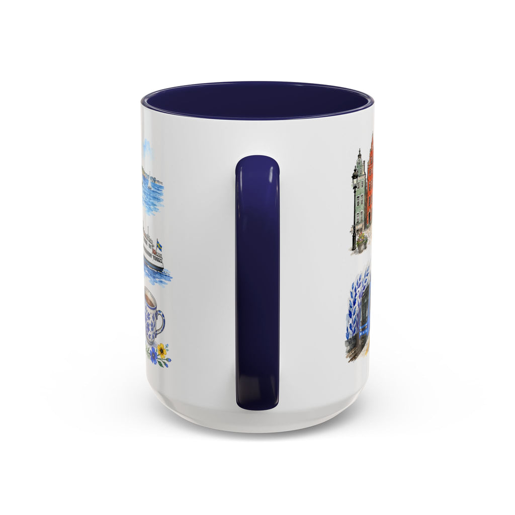 Stockholm Illustrated Travel Mug | City Souvenir Accent Coffee Mug | 11oz 15oz Ceramic Cup