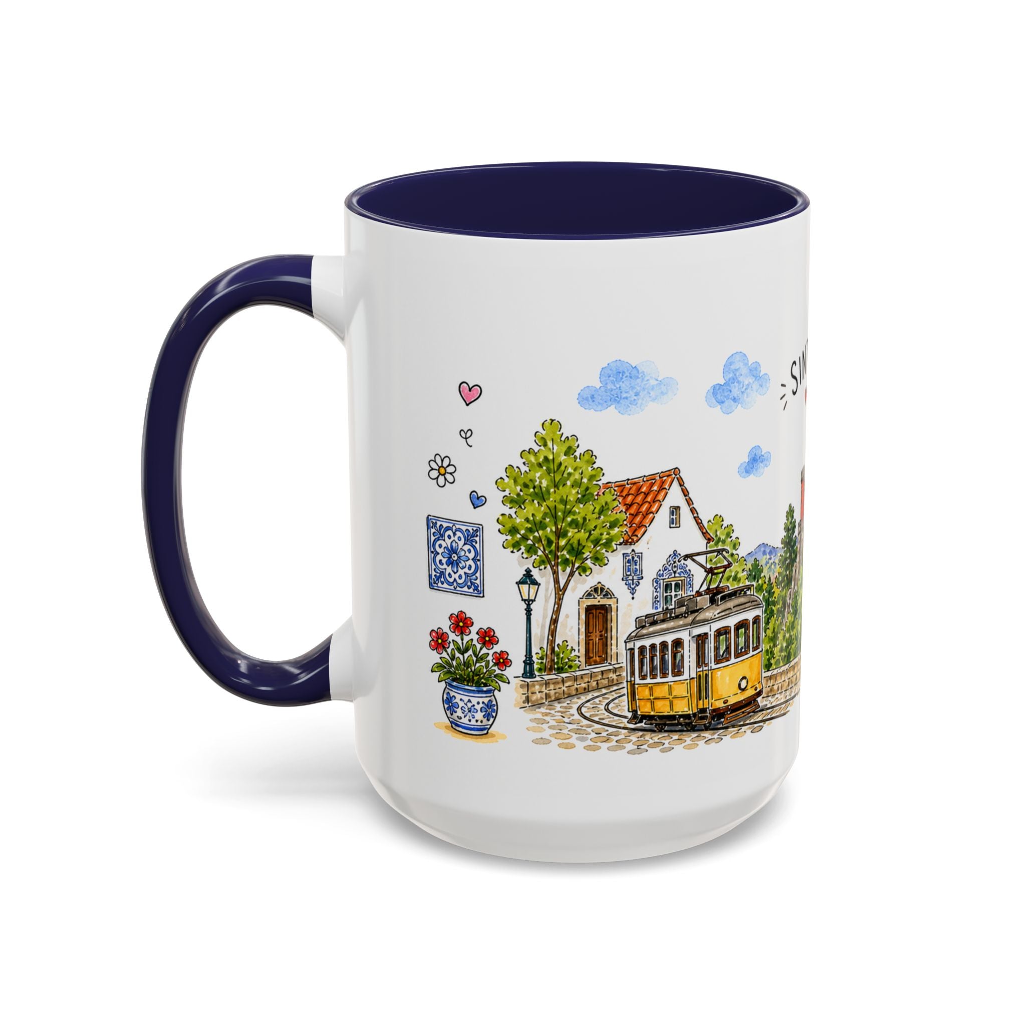 Sintra Illustrated Travel Mug | Portugal Souvenir Accent Coffee Mug | 11oz 15oz Ceramic Cup