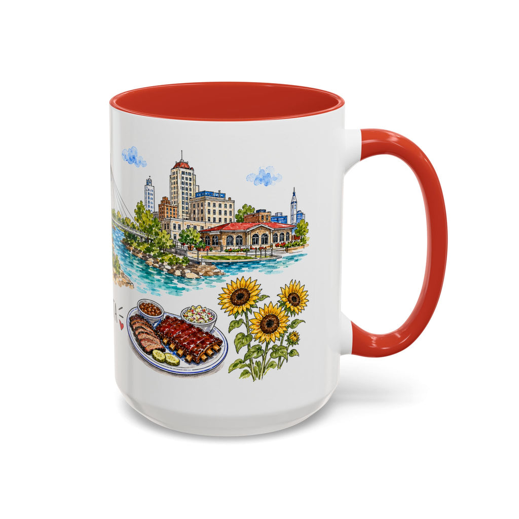 Wichita Illustrated Travel Mug | City Souvenir Accent Coffee Mug | 11oz 15oz Ceramic Cup