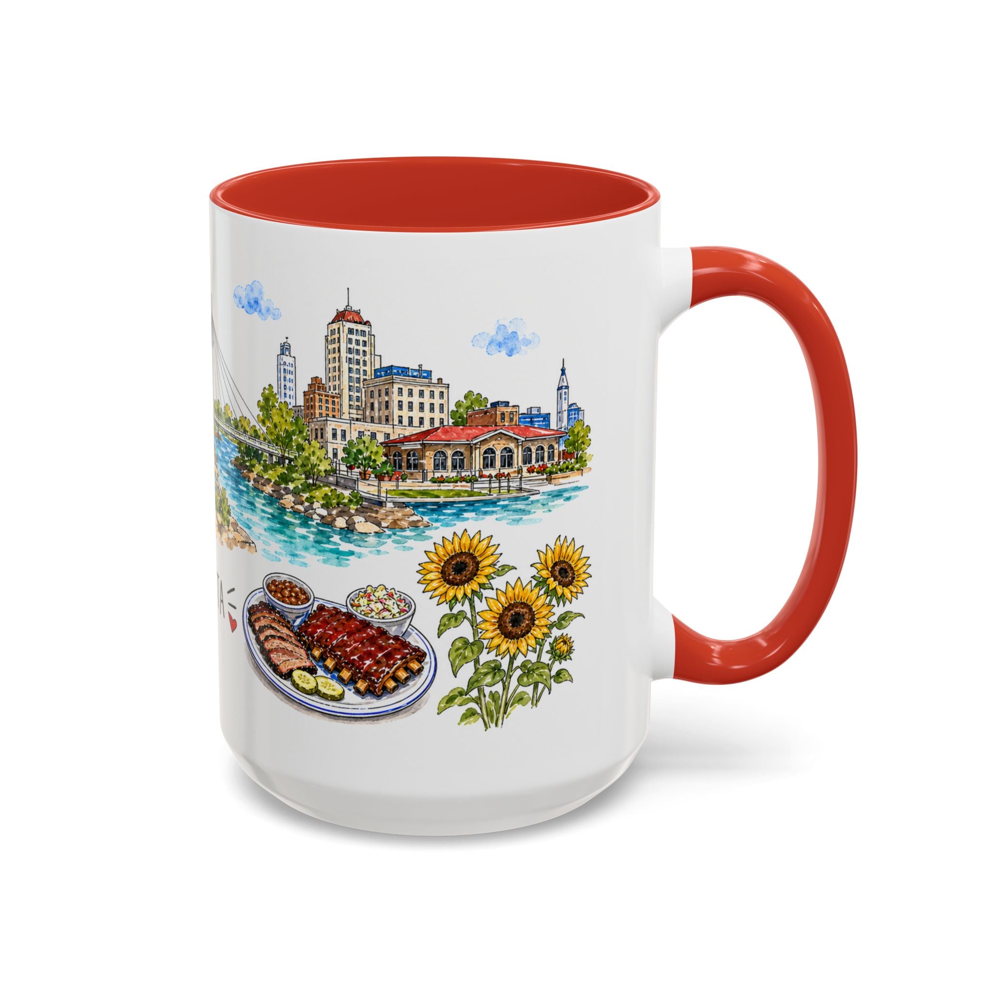 Wichita Illustrated Travel Mug | City Souvenir Accent Coffee Mug | 11oz 15oz Ceramic Cup
