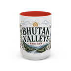 Bhutan Valleys Coffee Mug | Travel Destination Souvenir Gift | Accent Color Ceramic 11oz 15oz