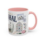 Taj Mahal Coffee Mug | Travel Destination Souvenir Gift | Accent Color Ceramic 11oz 15oz
