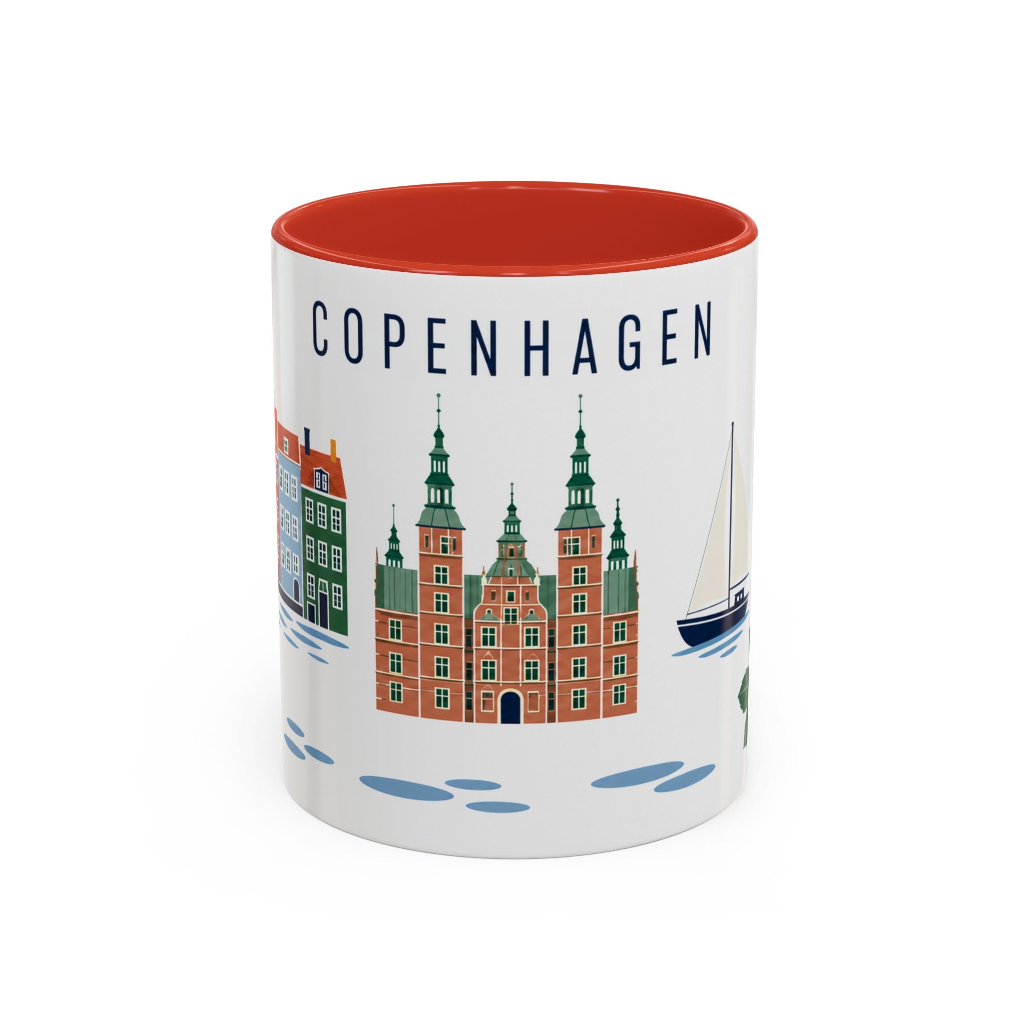 Copenhagen Coffee Mug | Denmark Travel Souvenir | Porcelain Decal City Gift | 11oz 15oz Accent Mug