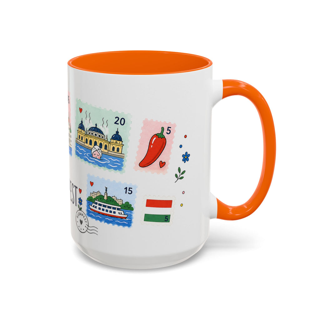 Budapest Coffee Mug | Postage Stamp Collage Mug | Travel Souvenir Accent Cup 11oz 15oz
