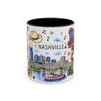 Nashville Illustrated Travel Mug | City Souvenir Accent Coffee Mug | 11oz 15oz Ceramic Cup