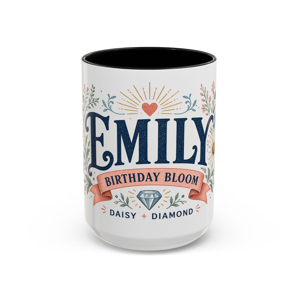 Personalized Name Birth Month Mug | Birth Flower Stone Birthday Gift | 11oz 15oz