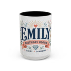 Personalized Name Birth Month Mug | Birth Flower Stone Birthday Gift | 11oz 15oz