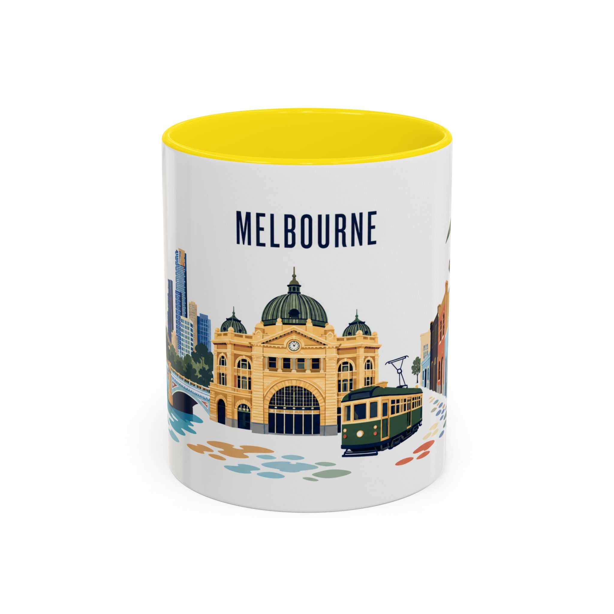 Melbourne Coffee Mug | Australia Travel Souvenir | Porcelain Decal City Gift | 11oz 15oz Accent Mug