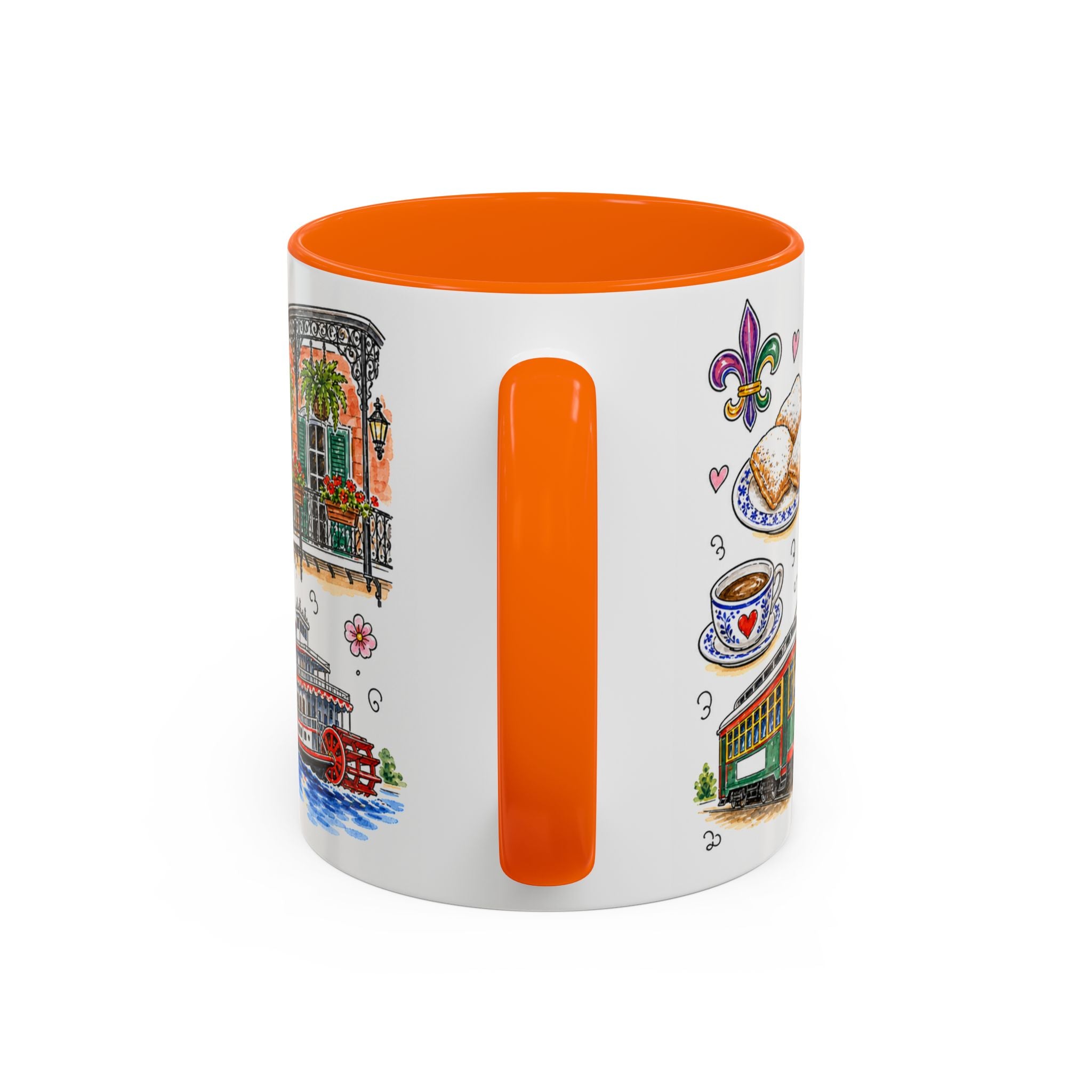 New Orleans Illustrated Travel Mug | City Souvenir Accent Coffee Mug | 11oz 15oz Ceramic Cup