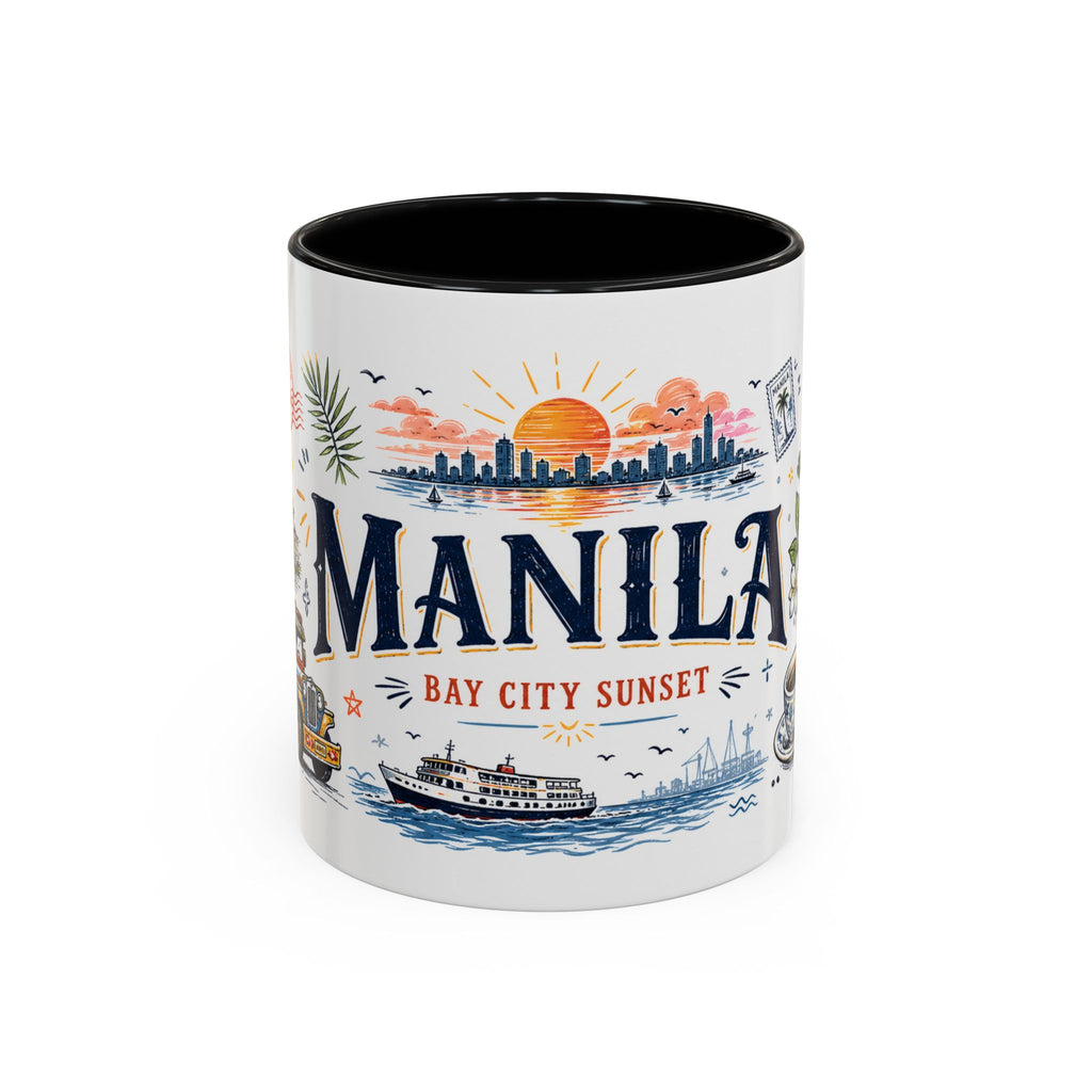 Manila Coffee Mug | Philippines Souvenir Travel Gift | Accent Color Ceramic 11oz 15oz