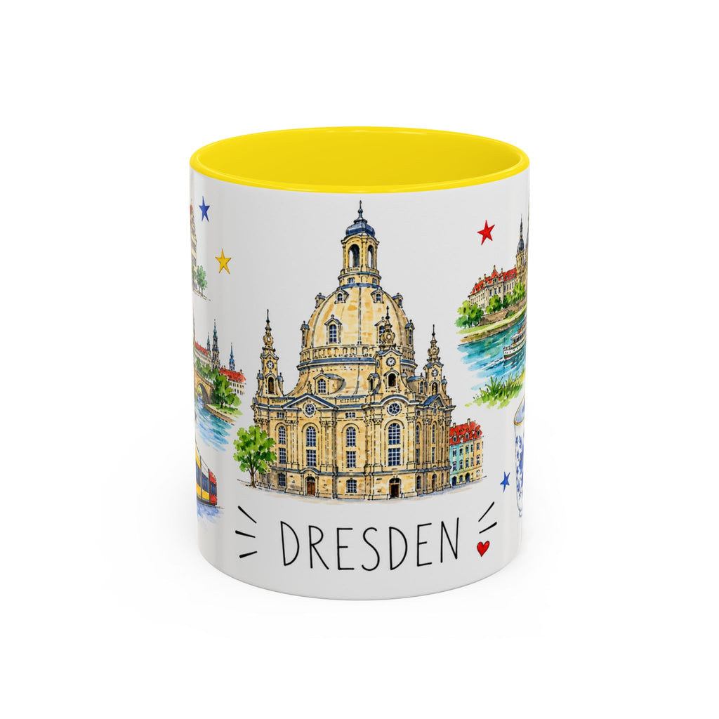 Dresden Illustrated Travel Mug | City Souvenir Accent Coffee Mug | 11oz 15oz Ceramic Cup