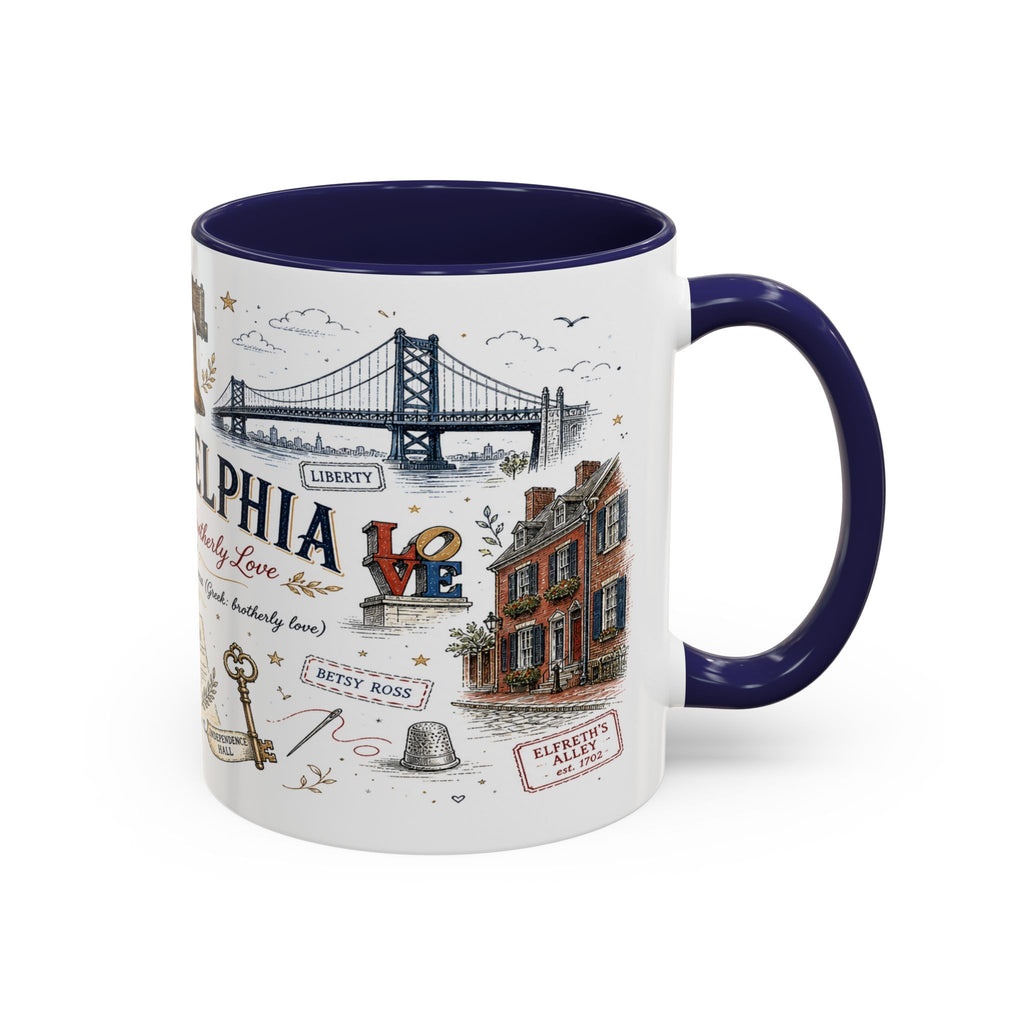 Philadelphia Coffee Mug | Pennsylvania Souvenir City Gift | Accent Color Ceramic 11oz 15oz