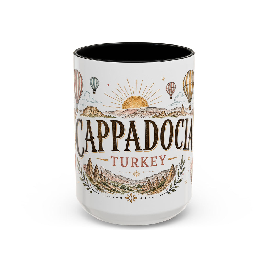 Cappadocia Coffee Mug | Travel Destination Souvenir Gift | Accent Color Ceramic 11oz 15oz