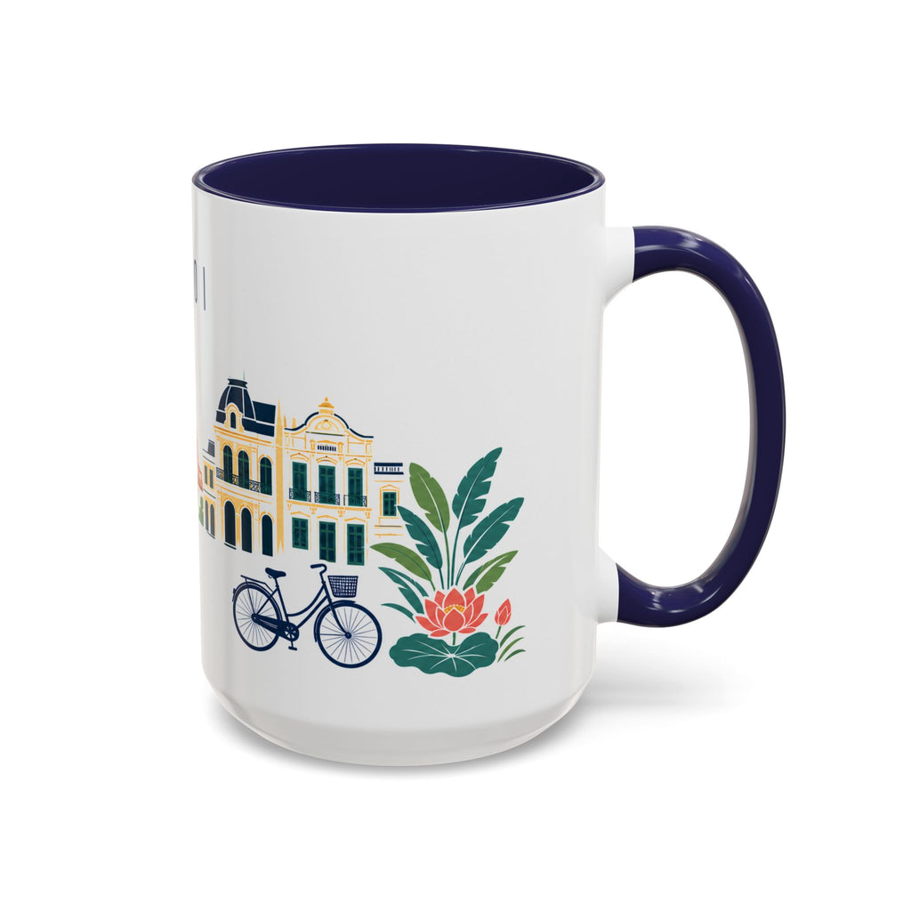 Hanoi Coffee Mug | Vietnam Travel Souvenir | Porcelain Decal City Gift | 11oz 15oz Accent Mug