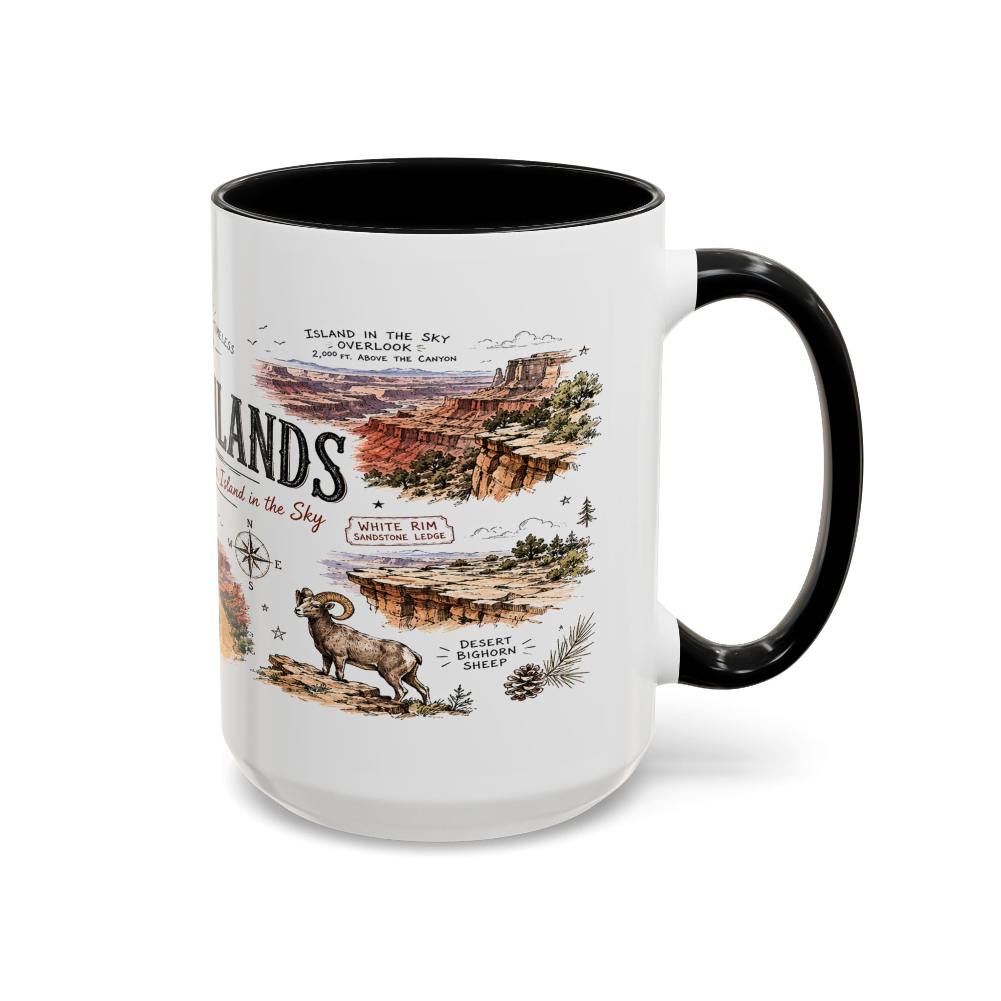 Canyonlands National Park Coffee Mug | Utah Red Rock Desert River Gift | Accent Color Ceramic 11oz 15oz