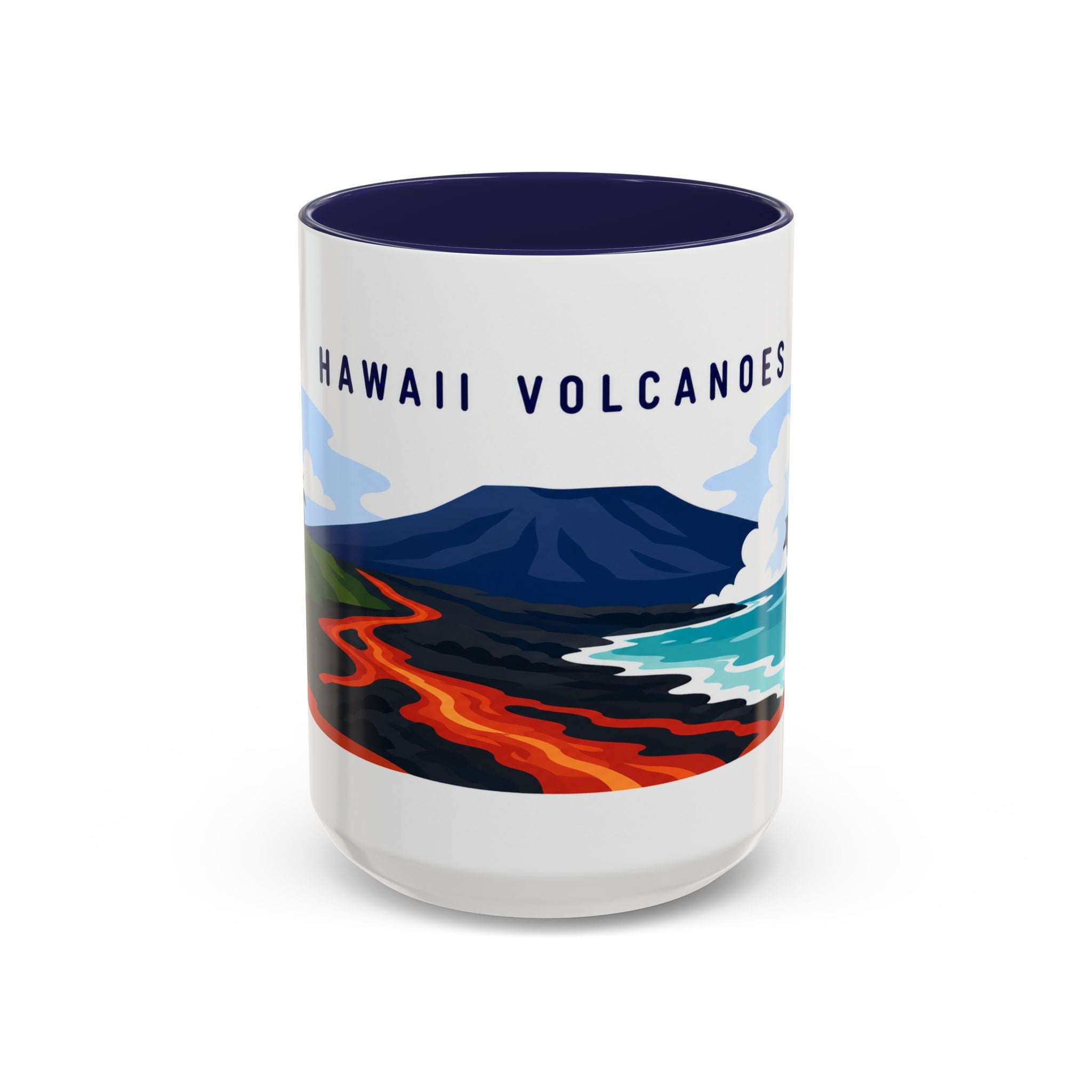 Hawaii Volcanoes Coffee Mug | Travel Destination Souvenir Gift | Accent Color Ceramic 11oz 15oz