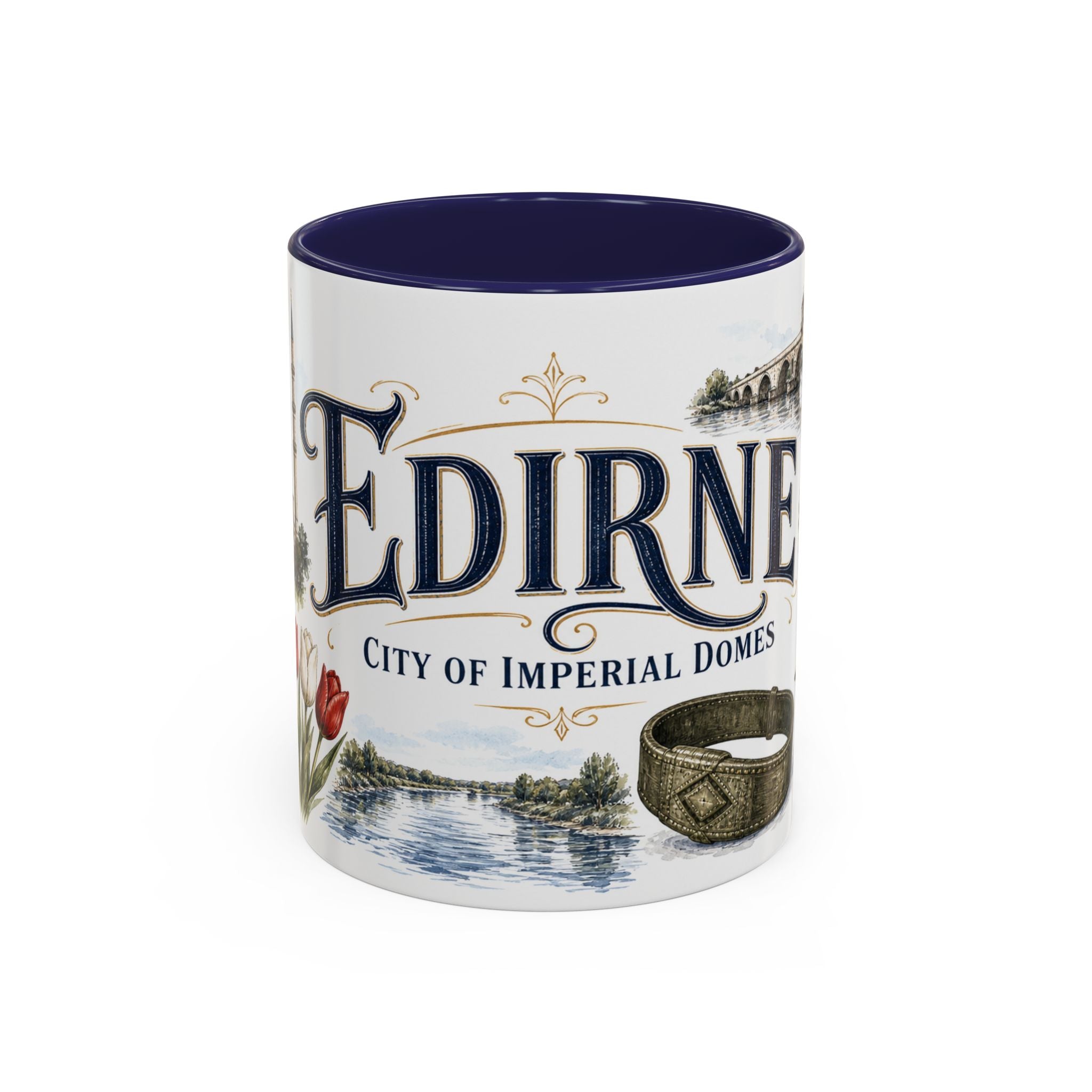 Edirne Coffee Mug | Turkey Travel Souvenir | Vintage Illustrated City Gift | 11 oz 15 oz Accent Mug