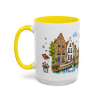 Bruges Illustrated Travel Mug | Belgium Souvenir Accent Coffee Mug | 11oz 15oz Ceramic Cup