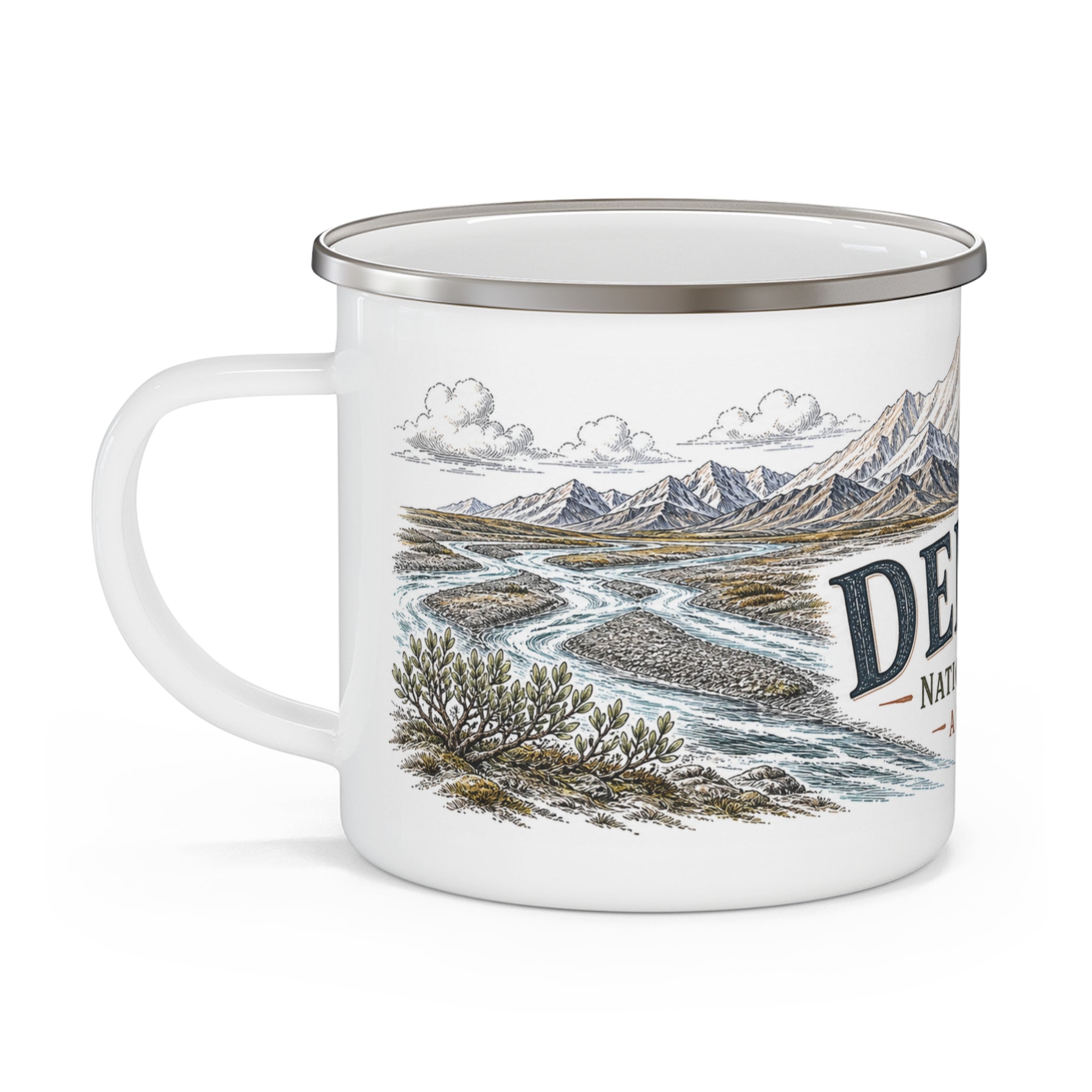 Denali National Park Vintage Enamel Camping Mug | 12oz National Park Hiking Gift