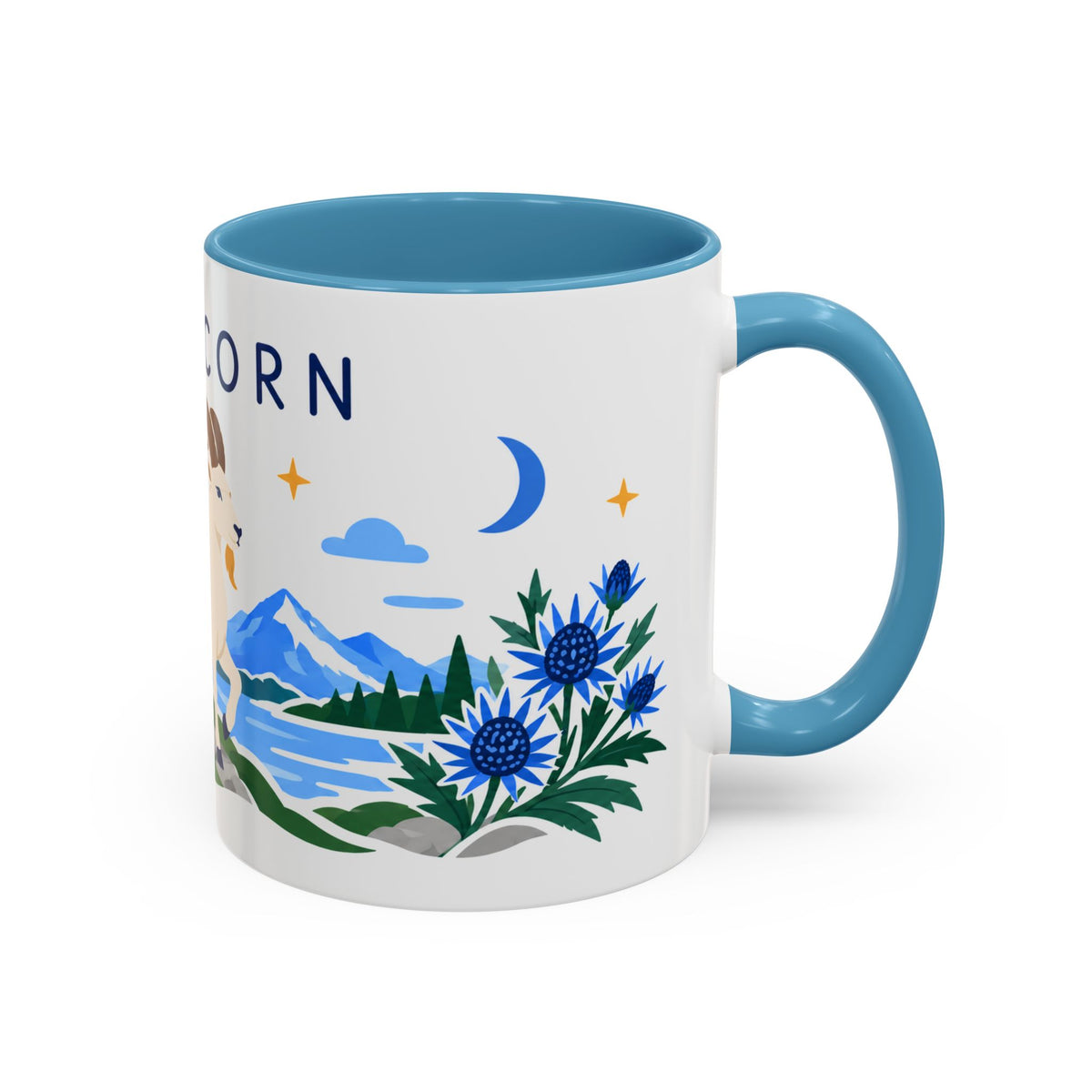 Capricorn Zodiac Coffee Mug | Sea Goat and Floral Design | Astrology Birthday Gift | 11 oz 15 oz Ceramic Accent Mug