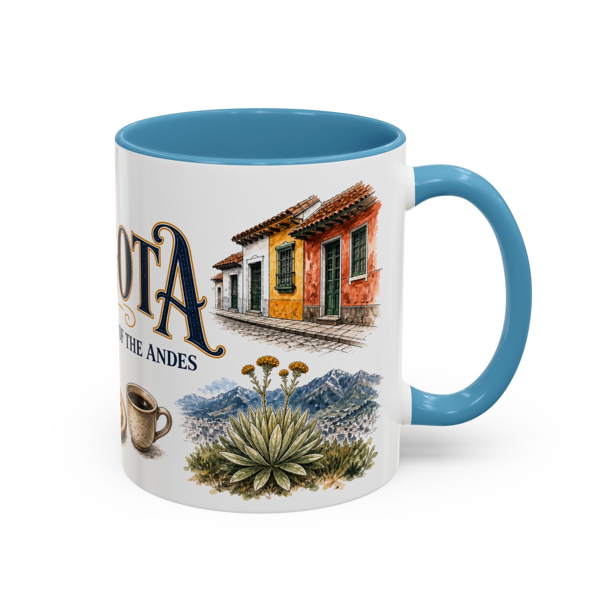 Bogota Coffee Mug | Colombia Travel Souvenir | Vintage Illustrated City Gift | 11 oz 15 oz Accent Mug