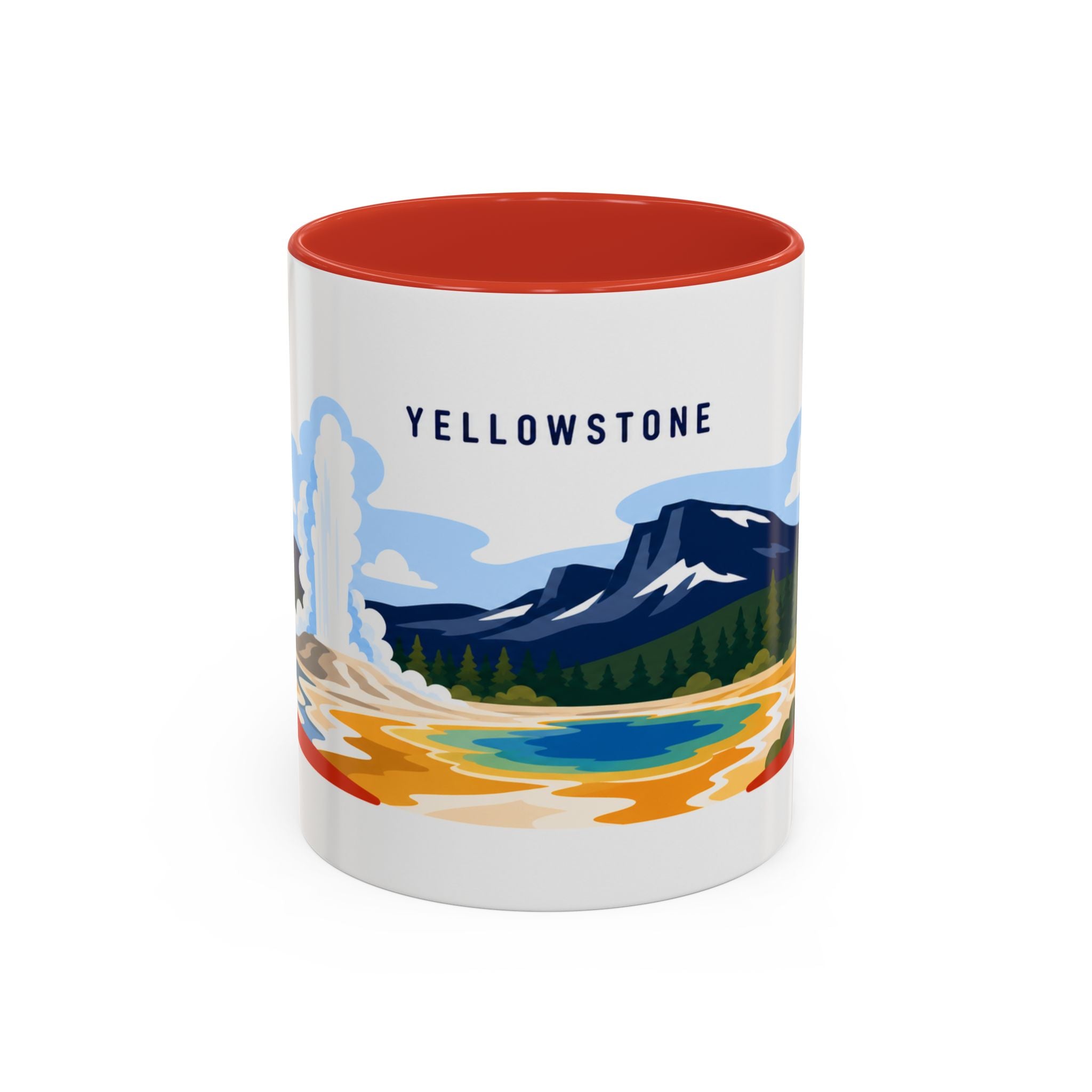 Yellowstone Coffee Mug | Travel Destination Souvenir Gift | Accent Color Ceramic 11oz 15oz