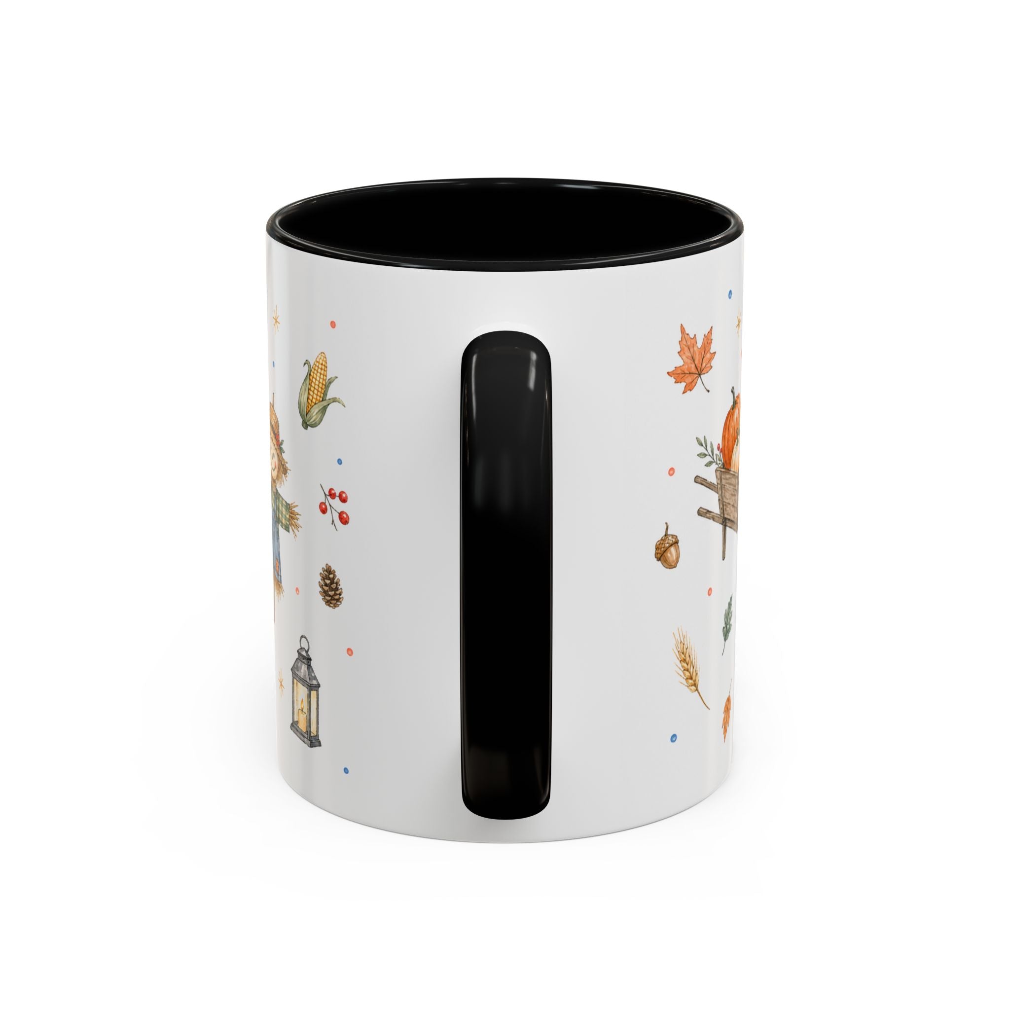 Thanksgiving Mug | Country Harvest Watercolor Gift | Pumpkin Scarecrow Accent Cup 11oz 15oz