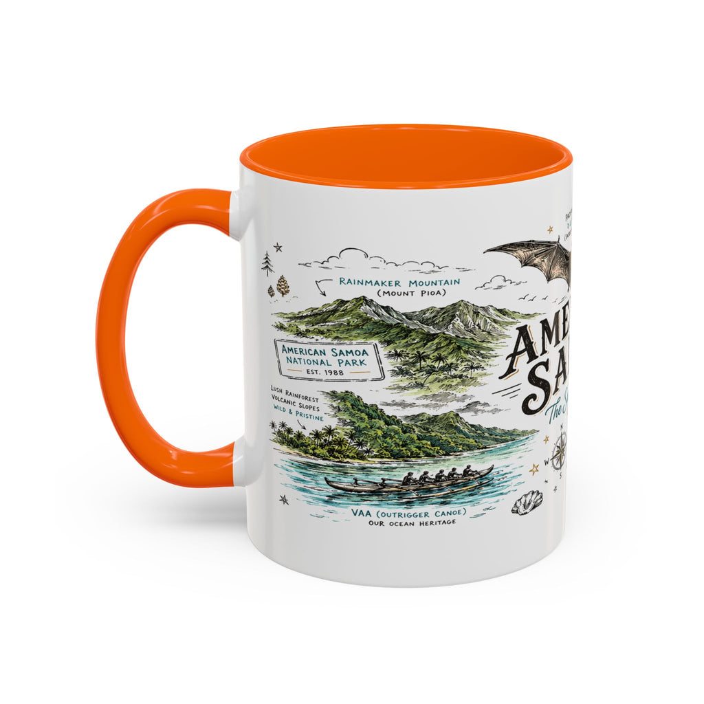 American Samoa National Park Coffee Mug | Pacific Island Rainforest Reef Gift | Accent Color Ceramic 11oz 15oz