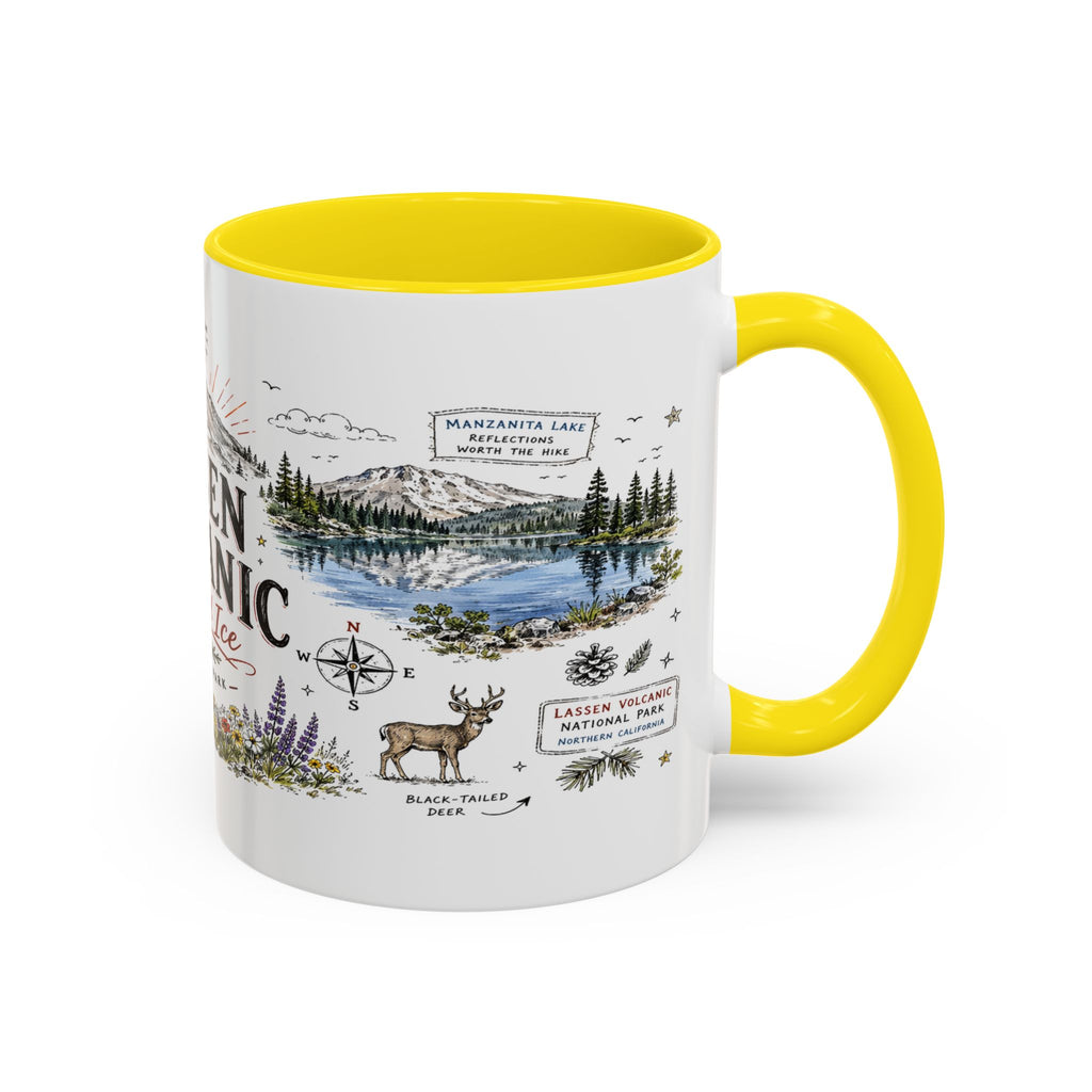 Lassen Volcanic National Park Coffee Mug | California Volcano Geothermal Hiking Gift | Accent Color Ceramic 11oz 15oz