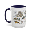 Barcelona Coffee Mug | Spain Souvenir Travel Gift | Accent Color Ceramic 11oz 15oz